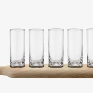 LSA INTERNATIONAL Vodka Clear Glasses Set & Oak Paddle Board