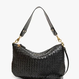 CLARE V. Petit Moyen Messenger Messenger Medium Woven Diagonal in Black