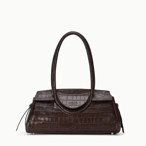 STAUD Maude Shoulder Bag in Espresso Croco