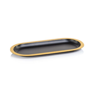 ZODAX Oval Tray-Black with Gold Border