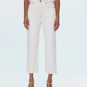 PISTOLA Cassie Crop Super High Rise Straight Jean in Ecru Vintage