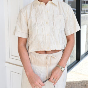 SIMKHAI Ryland Camp Shirt in White Multi