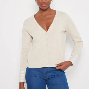 LISA TODD Summer's Lover Heart Cardigan in Almond