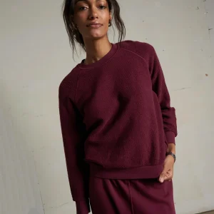 PERFECT WHITE TEE Ziggy Inside Out Fleece Long Sleeve Sweatshirt in Dark Burgundy