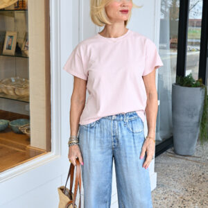 rag & bone Distressed Washed Kelly Boxy Tee in Peony