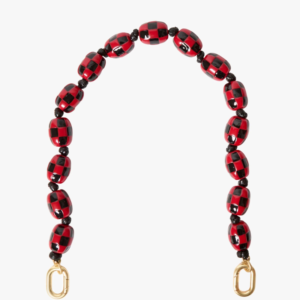 CLARE V Shortie Checker Strap in Black/Red