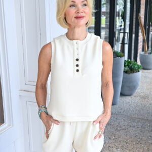 VARLEY Marla Button Placket Tank in Pristine