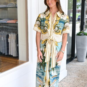 FARM RIO Royal Sea Midi Dress in Multicolor