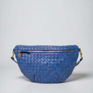 CLARE V Grande Medium Woven Diagonal Fanny in French Blue