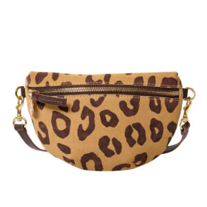 CLARE V Petite Pablo Cat Suede Fanny in Lark/Brown