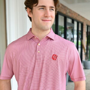 PETER MILLAR Border Performance Jersey Polo with Disco OU/SEC in Crimson