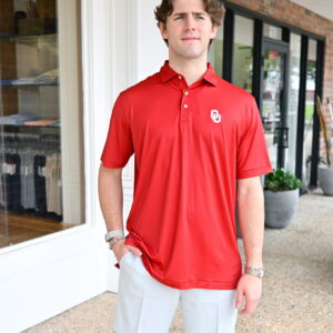 PETER MILLAR Hugo Performance Jersey Polo with OU/SEC in Crimson
