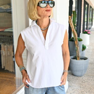 FRANK & EILEEN Olivia Popover Collar Tank in White