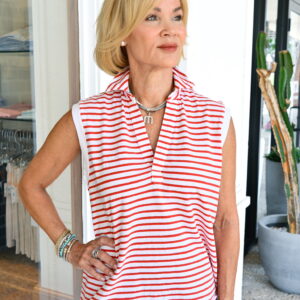 FRANK & EILEEN Olivia Popover Collar Tank in Sailor Stripe