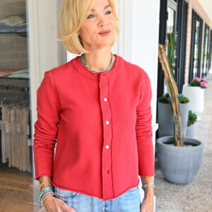 FRANK & EILEEN Jackie TF Cardigan in Cherry