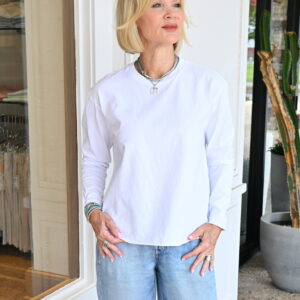FRANK & EILEEN Peyton Long-Sleeve Crew Neck Tee in White