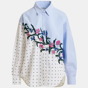 ESSENTIEL ANTWERP Independence Embellished Shirt in Combo Pale Kingsblue