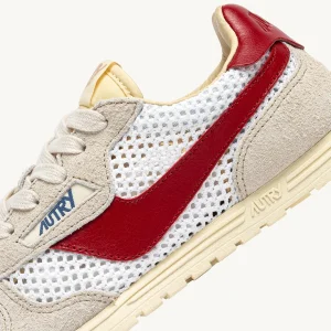 AUTRY Windspin Low Sneaker in White/Red/Sand