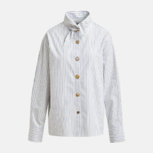 ESSENTIEL ANTWERP Jomato Pointy Collar Shirt in Nile Blue