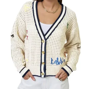 CENTRAL PARK WEST Chelsea Embroidered Cardi in Ivory
