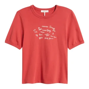 rag & bone Sweetheart Phrases Mica Ringer Tee in Mt Red