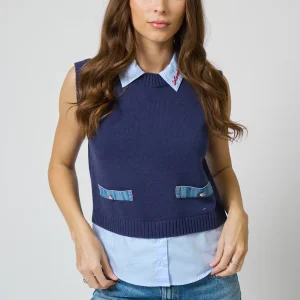 CENTRAL PARK WEST Kendall Sleeveless Twofor in Navy