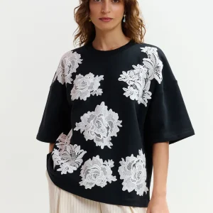 ESSENTIEL ANTWERP Jista Sweatshirt with Lace in Black