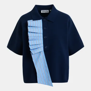 ESSENTIEL ANTWERP Jumble Polo with Cotton Frill in Classic Navy