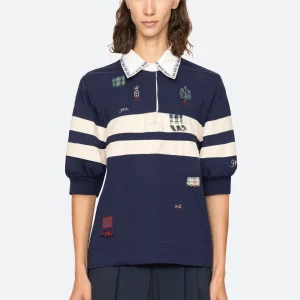 SEA Claira Embroidered Rugby Shirt in Multi