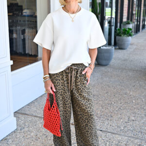 KLD Short-Sleeve Oversized Scuba Top in White