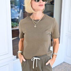 PERFECT WHITE TEE Atlas Crewneck Heavy Cotton Tee in Dark Olive