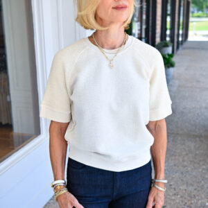 PERFECT WHITE TEE Kennedy Core Fleece Short Sleeve in Sugar