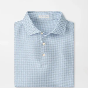 PETER MILLAR Phoenix Performance Jersey Polo in White/Bluebird