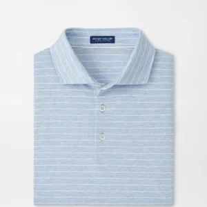 PETER MILLAR Excursionist Flex Striped Polo in Blue Frost