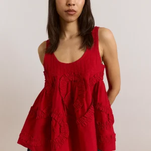 DAMSON MADDER Stella Ruffle Cami in Red