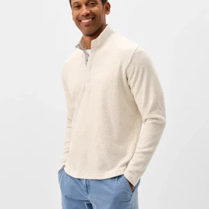 JOHNNIE-O Ransel Hidden Snap Pullover in Cream