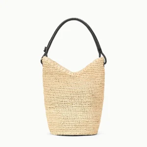 STAUD Lani Raffia Bucket Bag in Natural