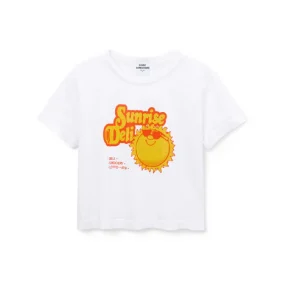 SUNNY SOMEWHERE Sunrise Deli Everyday Tee in Optic White