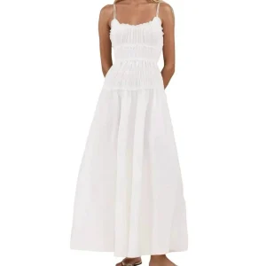 WISTERIA LANE A-Line Smocked Maxi Dress in White