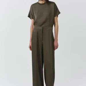 SIMKHAI Kyra Wide Leg Satin Pant in Sea Turtle