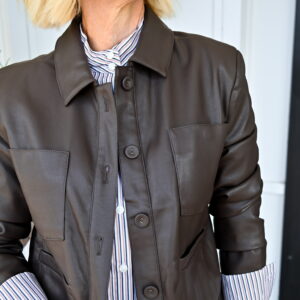 CENTRAL PARK WEST Quinn Leather 4 Pocket Jacket in Chocolate