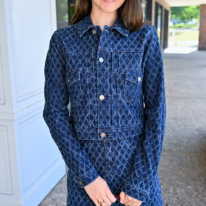 ELAN Jean Jacket and Mini Skirt Set in Denim Diamond