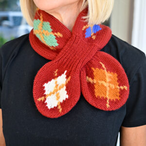 GUEST IN RESIDENCE Argyle Bowtie Scarf in Carmine Combo