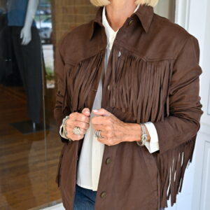 ELAN Fringe Jacket in Chocolate