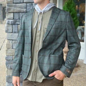 JOHNNIE-O Zephyr Pane Top Shelf Printed Knit Sport Coat in Mallard