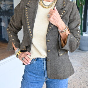 CENTRAL PARK WEST Felix Studded Jacket in Chocolate