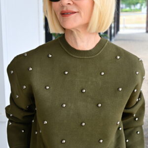 ESSENTIEL ANTWERP Klou Pullover with Studs in Khaki Mission
