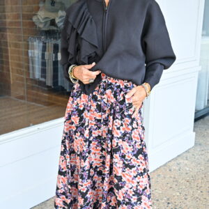 ESSENTIEL ANTWERP Krol Elasticated Wide Skirt in Combo Pink Promise