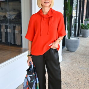 ESSENTIEL ANTWERP Kassie Tie Neck Top in Firestarter
