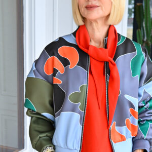 ESSENTIEL ANTWERP Kiva Placed Print Bomber in Dusty Green
